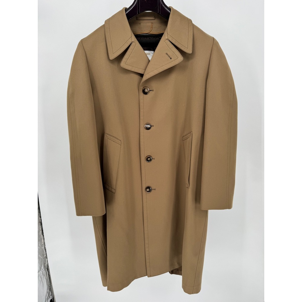 Vintage London Fog Maincoats Men's Tan Overcoat 40R Insulated‎ Trench Coat Large